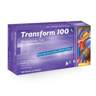 TRANSFORM 100 BLUE POWER FREE NITRILE DISPOSABLE GLOVES